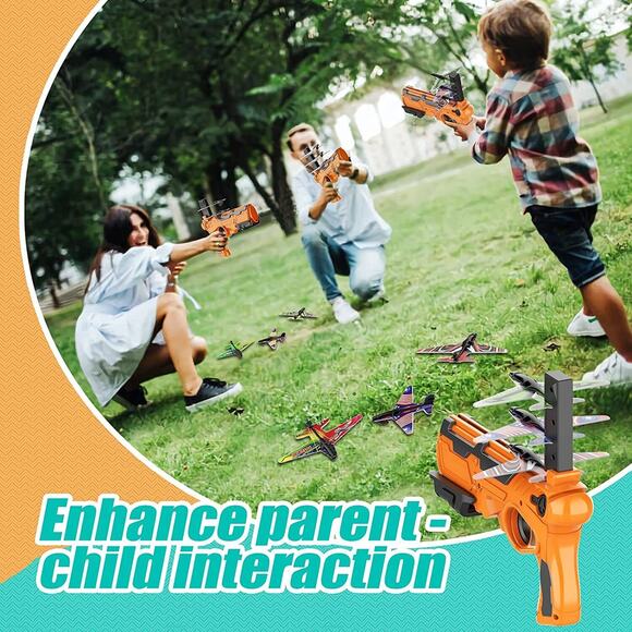 Bubble Plane Toy, Ejection Model Foam with 8 Pcs Glider Launcher, Outdoor - Picture 12 of 12